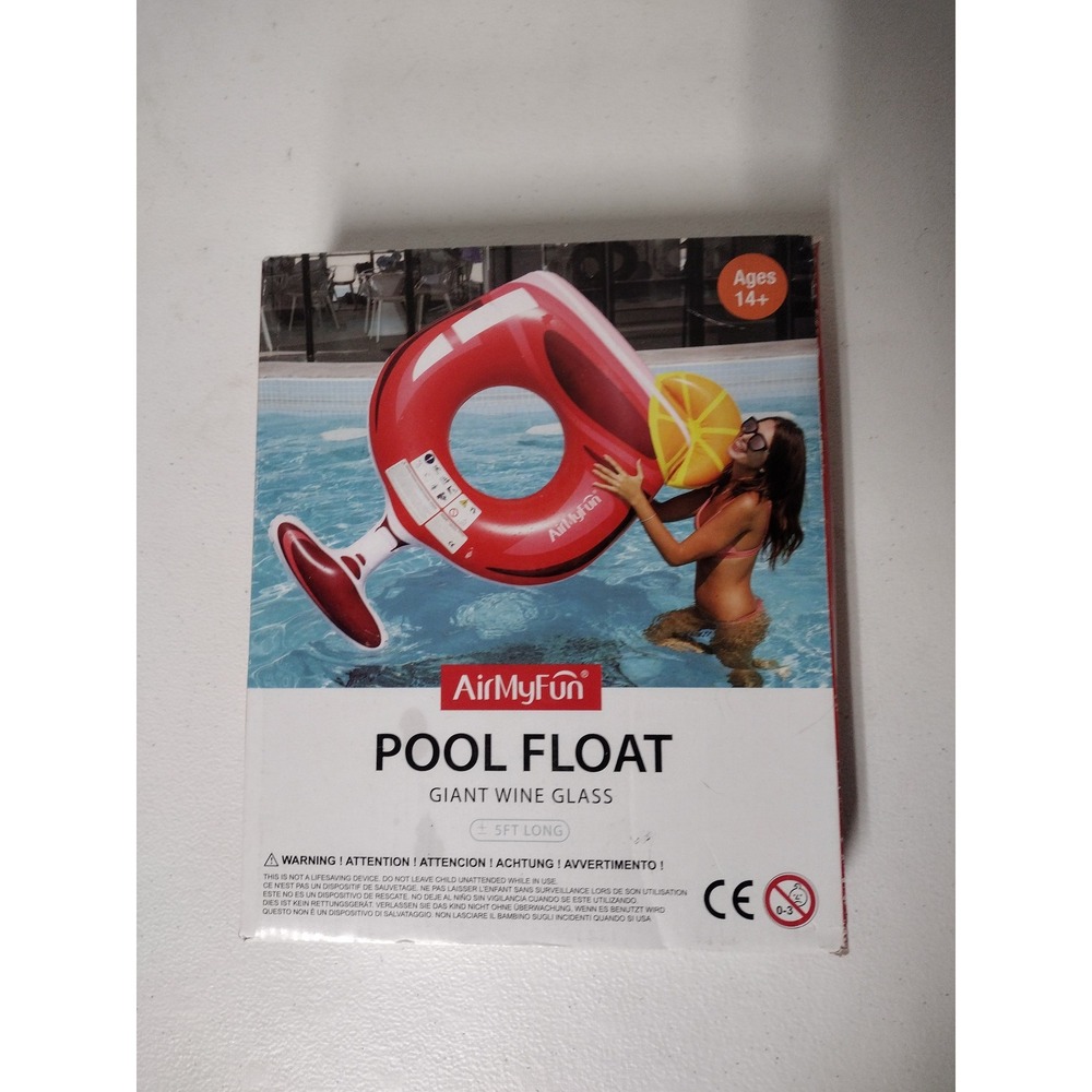 AirMyFun Giant Wine Glass Pool Float Inflatable Red 5ft Long Summer Party Raft‎
